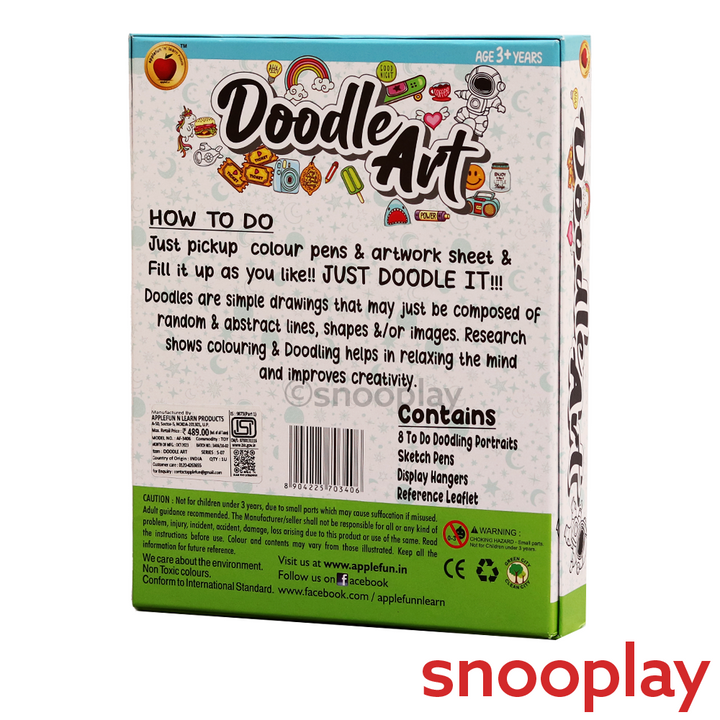 Applefun 'n' Learn Doddle Art Kit: 8 Colorful Doodle Artworks with Display Hangers (5-9 Years)