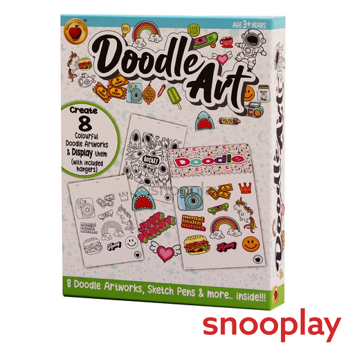 Applefun 'n' Learn Doddle Art Kit: 8 Colorful Doodle Artworks with Display Hangers (5-9 Years)