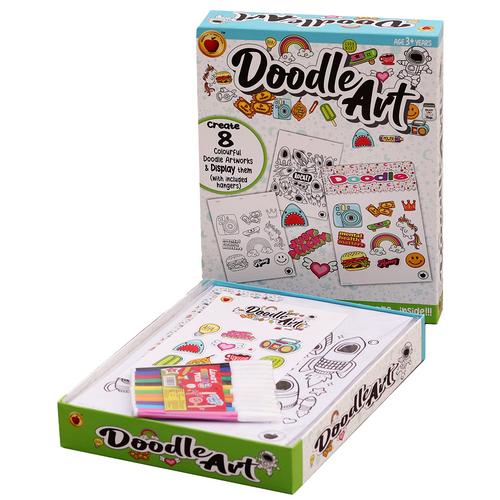 Applefun 'n' Learn Doddle Art Kit: 8 Colorful Doodle Artworks with Display Hangers (5-9 Years)