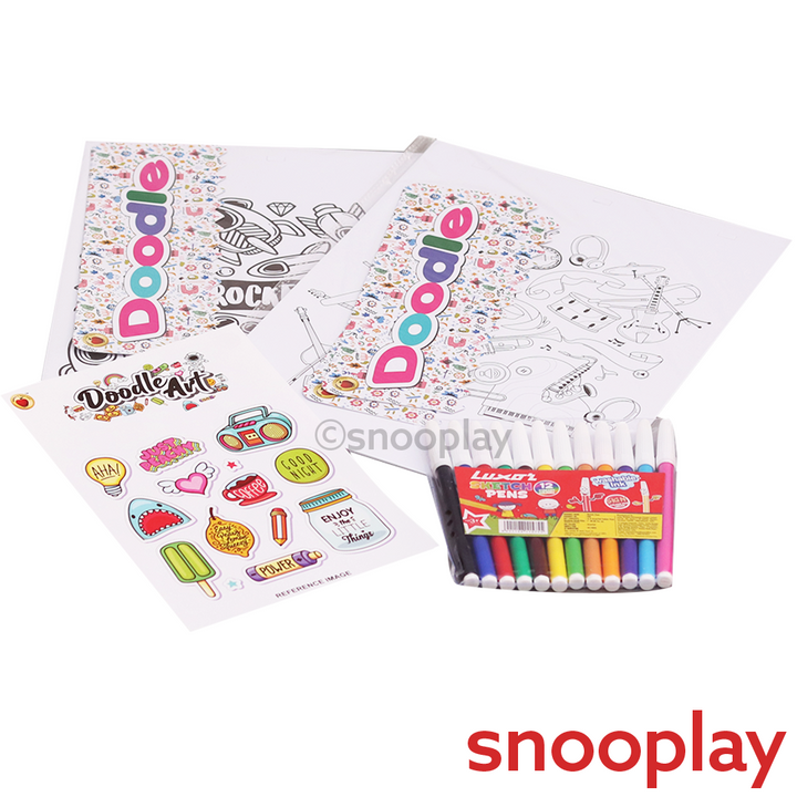Applefun 'n' Learn Doddle Art Kit: 8 Colorful Doodle Artworks with Display Hangers (5-9 Years)