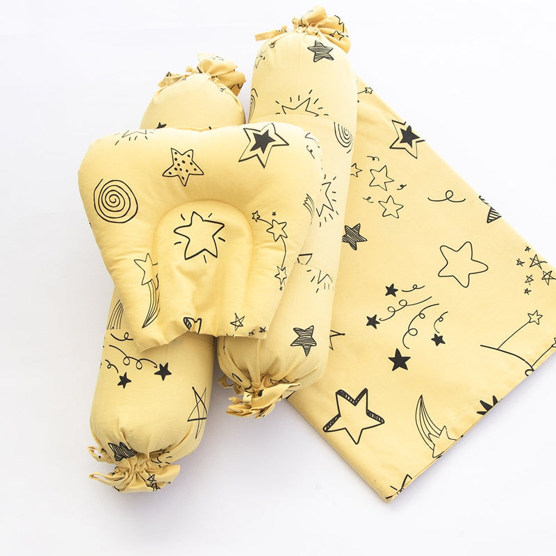 Personalised Organic Bedding Gift Basket - Doodle Stars (0-1.5 Years) | COD Not Available