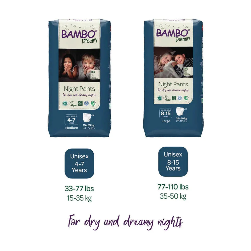 Bambo Dreamy (Large) Night Unisex Pants | 10 Pants | 8-15 Years | 35-50 Kg | 77-110 lbs