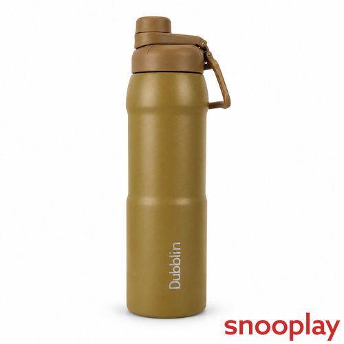 Dubblin Crest Insulated Water Bottle with Flip Lid - 900ml | Stainless Steel Vacuum Flask - Green
