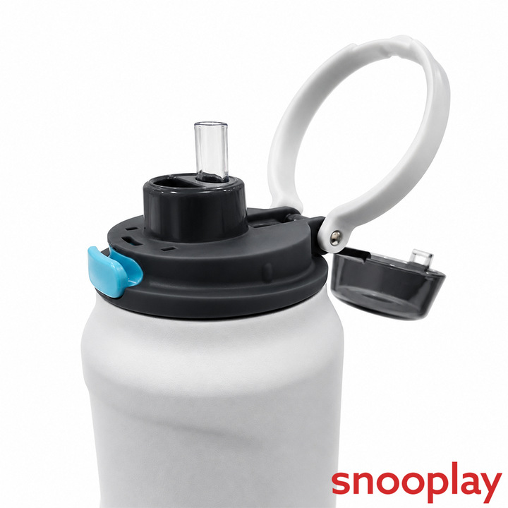 Dubblin Modern Water Bottle - 1L | Double Wall Vacuum Insulated Stainless Steel | Keeps Water Hot & Cold  - White