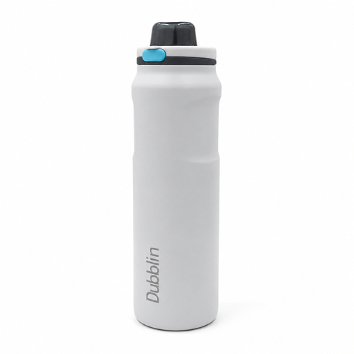 Dubblin Modern Water Bottle - 1L | Double Wall Vacuum Insulated Stainless Steel | Keeps Water Hot & Cold  - White