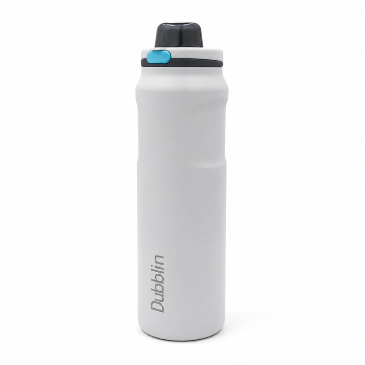 Dubblin Modern Water Bottle - 1L | Double Wall Vacuum Insulated Stainless Steel | Keeps Water Hot & Cold  - White