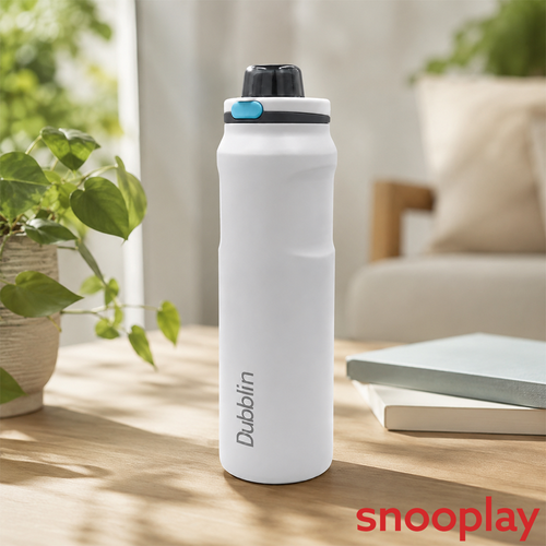 Dubblin Modern Water Bottle - 1L | Double Wall Vacuum Insulated Stainless Steel | Keeps Water Hot & Cold  - White