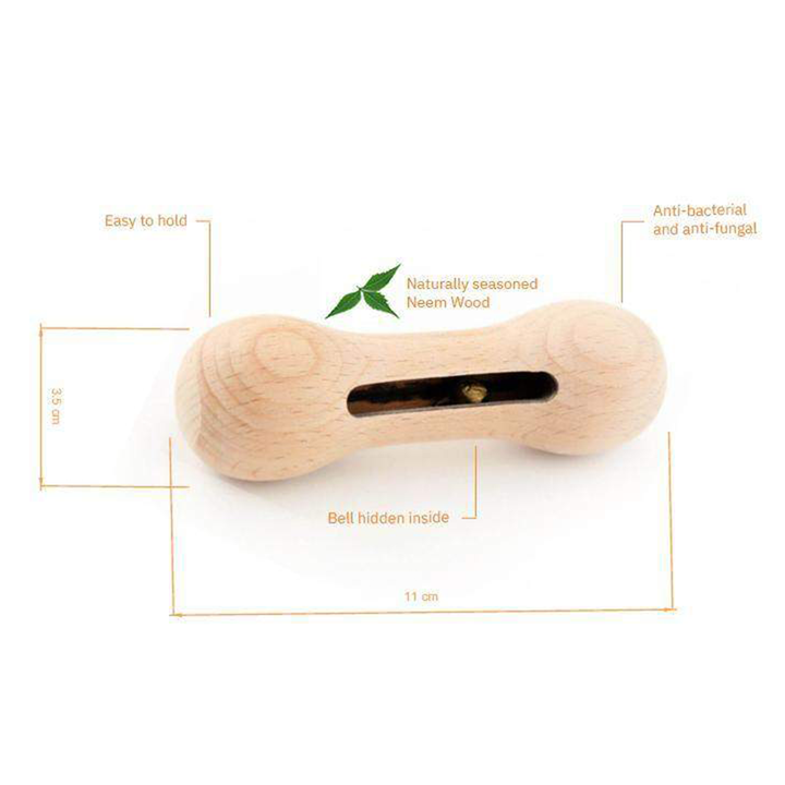 Ariro Toys Wooden Dumbbell Shaped Rattle with Bell (1-12 Months)