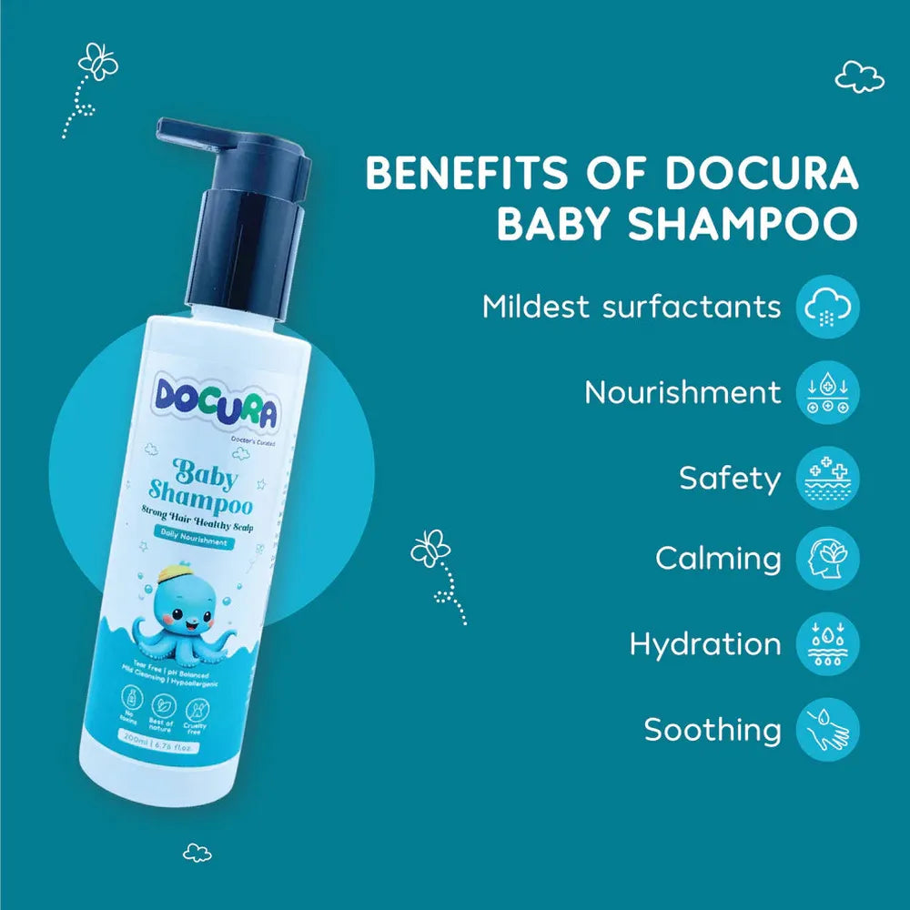 Docura Baby Shampoo - 200ml | Teal Free, pH Balanced