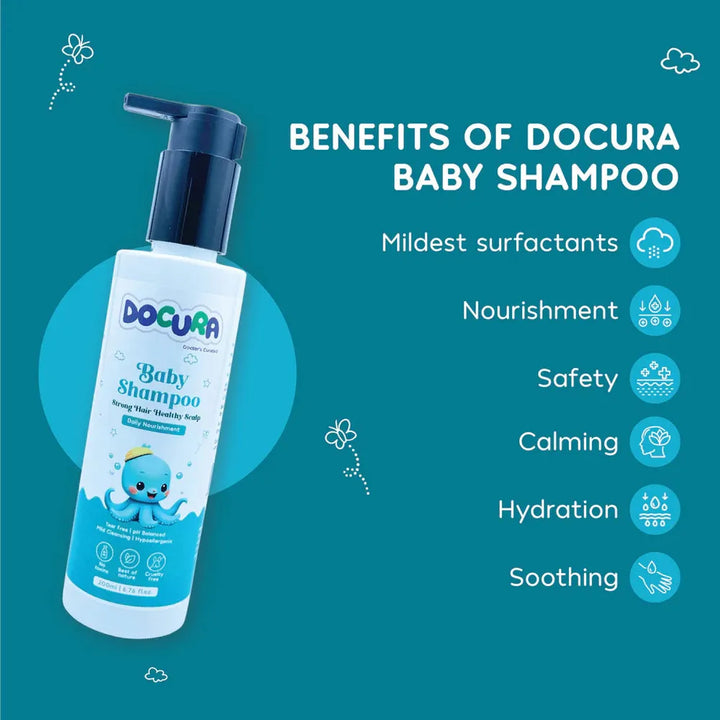Docura Baby Shampoo - 200ml | Teal Free, pH Balanced