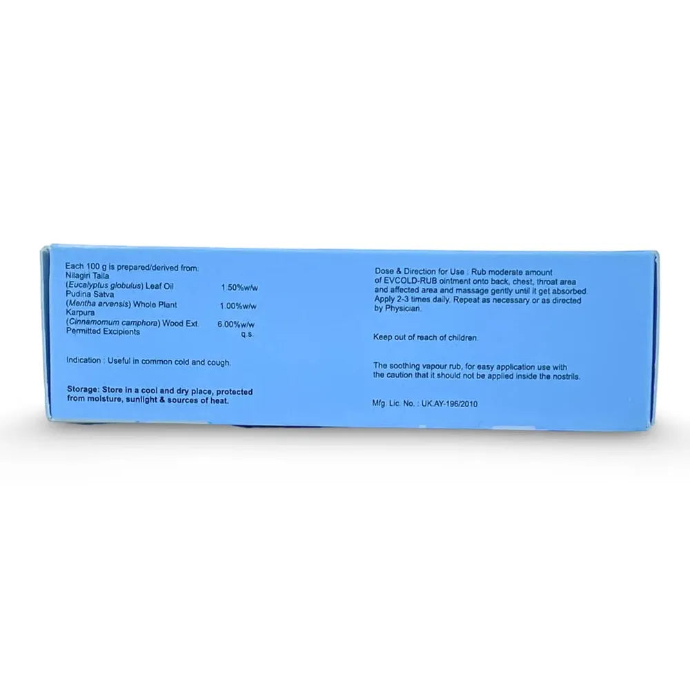 Docura EV Cold Rub Ointment - 20gm | Herbal Solution for Blocked Nose & Cold-related Discomfort
