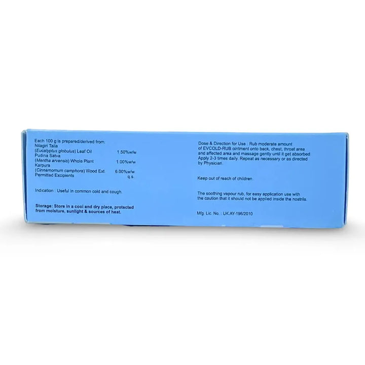 Docura EV Cold Rub Ointment - 20gm | Herbal Solution for Blocked Nose & Cold-related Discomfort