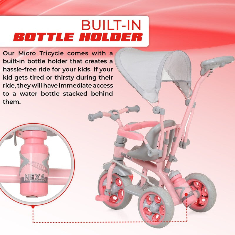 3 IN 1 Tricycle With Canopy, Parent Handle, Sipper, Footrest, Safety Railing for Kids (Pink) | COD not Available