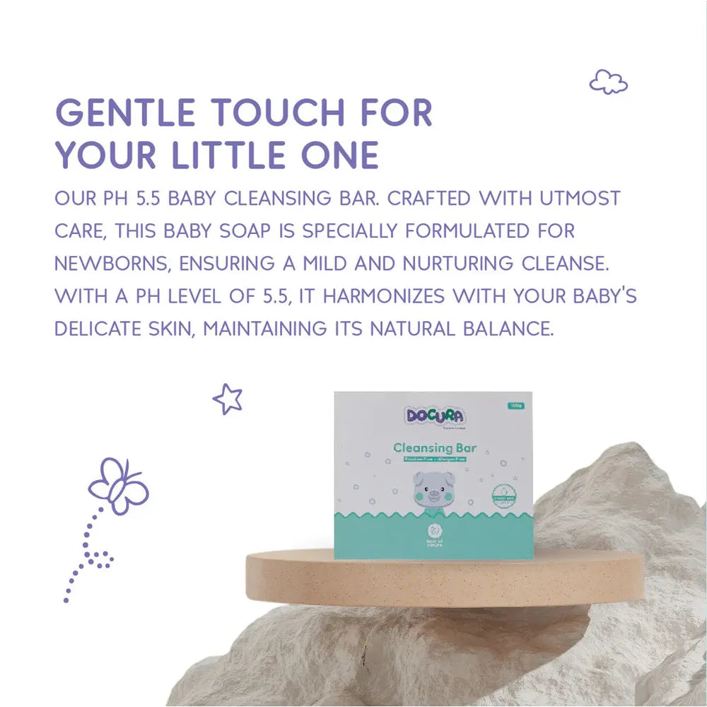 Docura Cleansing Bar - 100g | pH 5.5, Paraben Free + Allergen Free