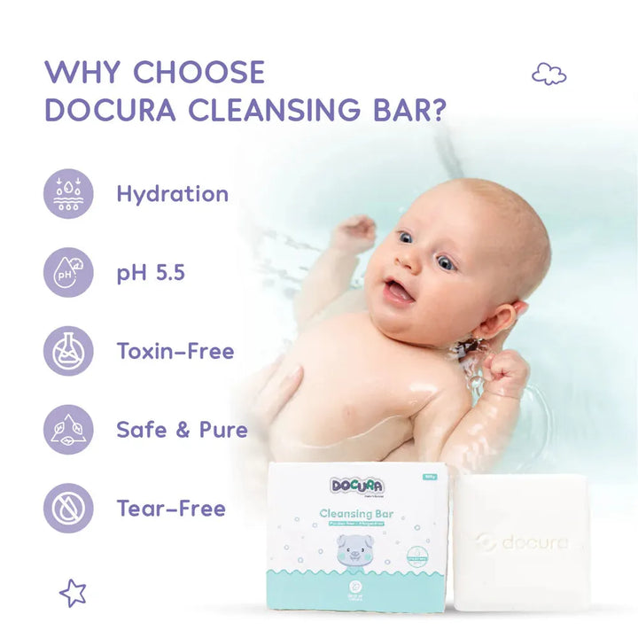 Docura Cleansing Bar - 100g | pH 5.5, Paraben Free + Allergen Free
