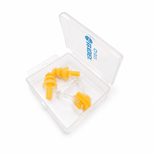 Konex Swimming Ear Plug with Nose Strip - Yellow