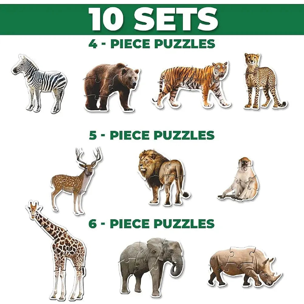 Toykraft Jungle Animal Puzzles – 4, 5 & 6 Piece Toddler Floor Puzzles