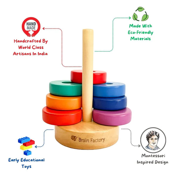 Wooden Rainbow Ring Stacking Toy (1-2 Years)