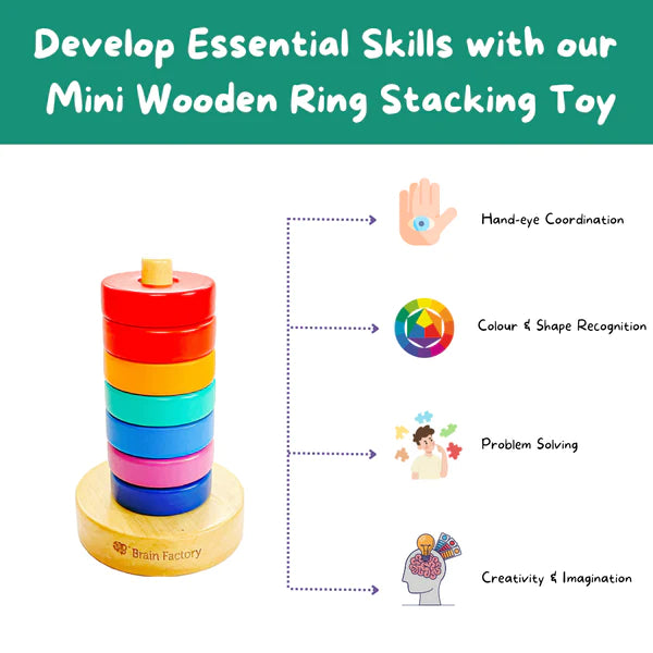 Wooden Rainbow Ring Stacking Toy (1-2 Years)