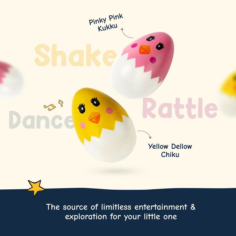 Egg Shaker Rattle - Chiku and Kukku (Set of 2)