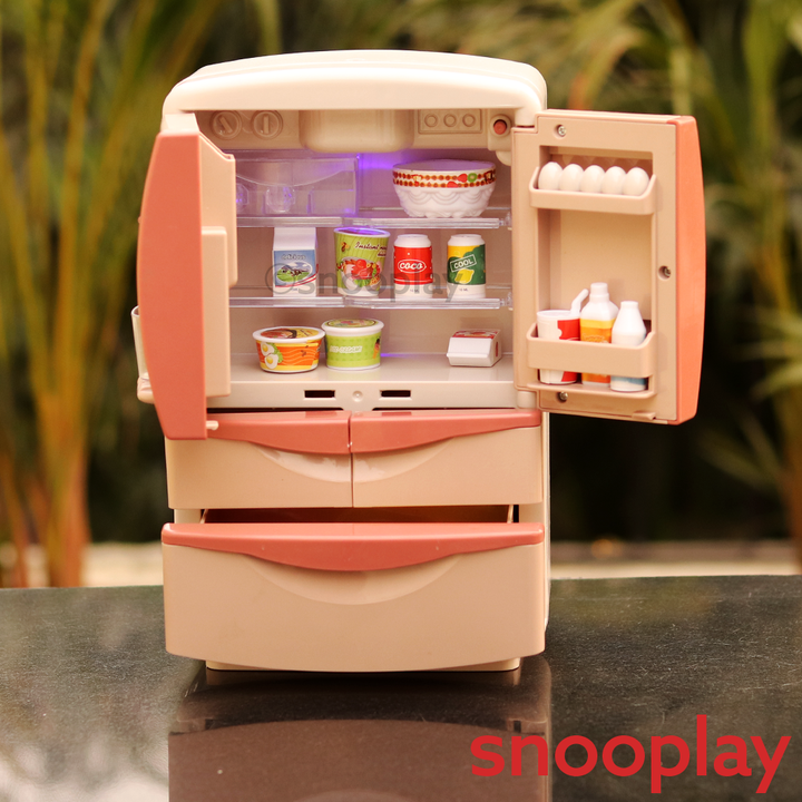 Electronic Refrigerator Set (Ice Cube Dispenser, Steam, Sound & Light Effect) Play Set