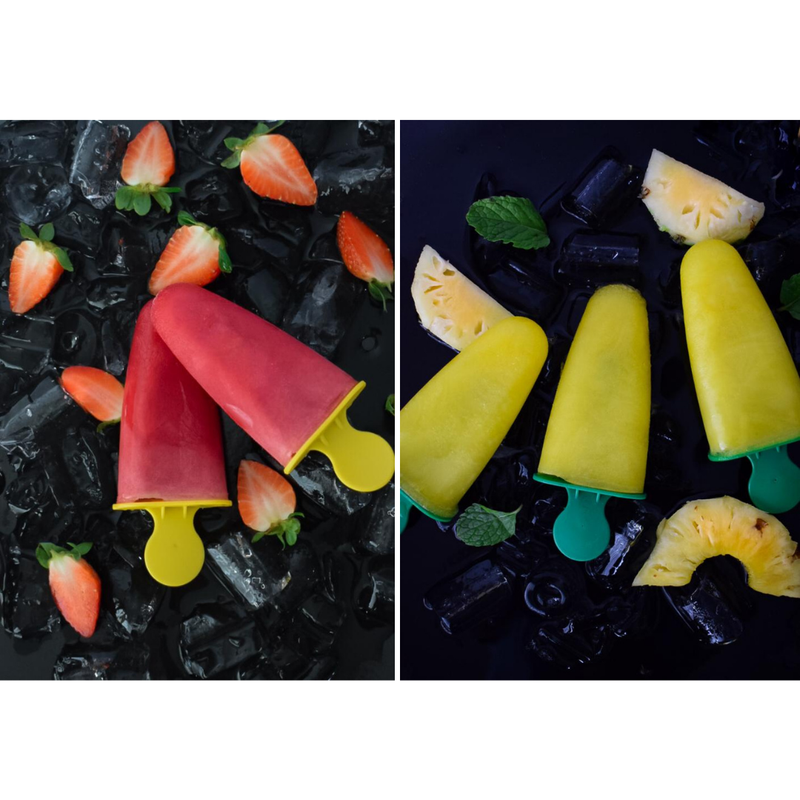 Real Fruit Power Popsicle Mix (4 Flavors - Mango, Strawberry, Pineapple, Orange) with 6 Moulds - PACK of 10