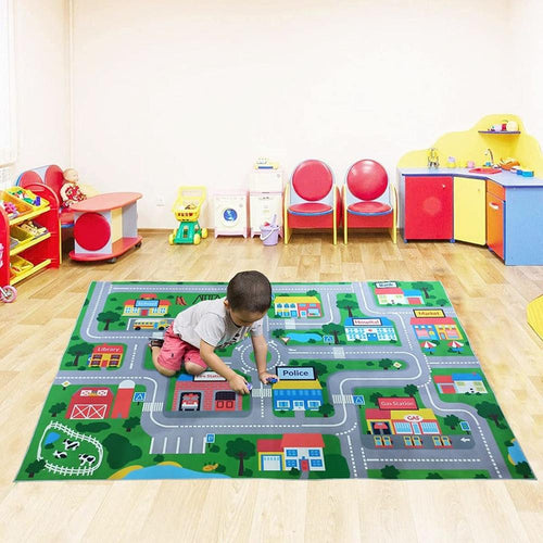Hop N Play Large City Map Play Mat Non Slip Educational Soft Carpet Mat (2-10 Years)