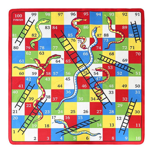 Hop N Play Jumbo Snakes and Ladders Play Rug Non Slip Educational Carpet (2-10 Years)