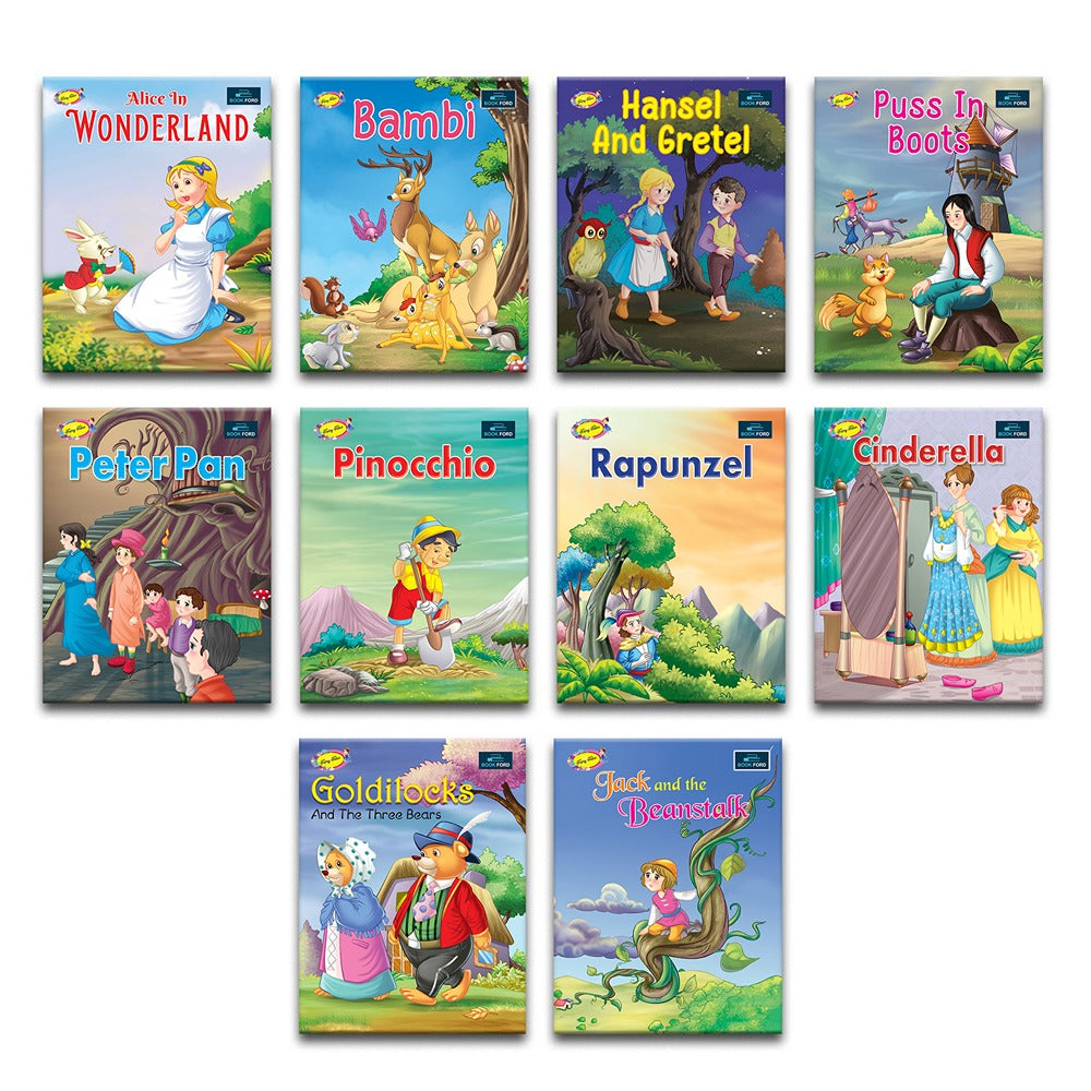 Fairy Tales for Kids (Set of 10) - Alice In Wonder Land , Bambi , Hansel and Gretel , Peter Pan , Pinocchio Rapunzel , Cinderella and Many More