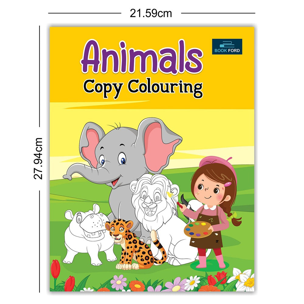 Copy Coloring Book For Kids With 64 Pages ( Set of 4 ) | Animals , Fruits , Birds and  Vegetables