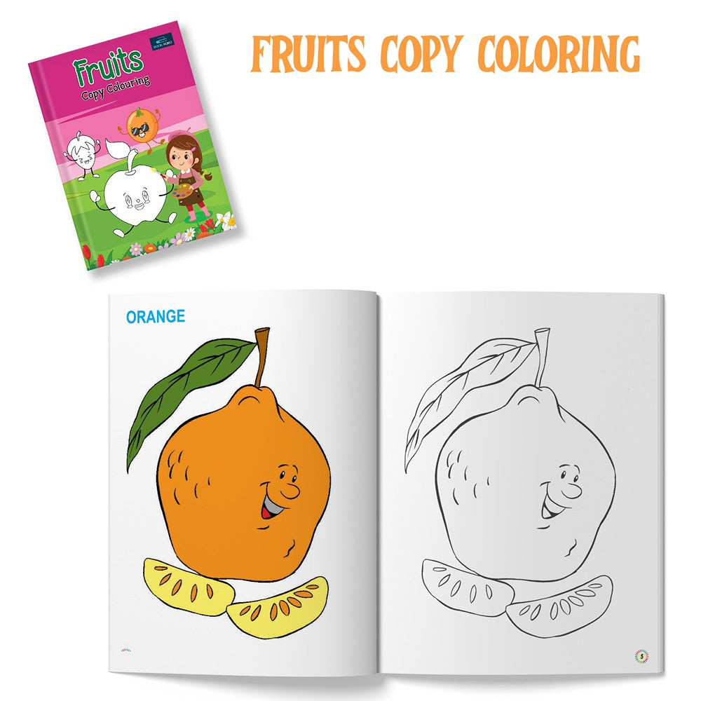 Copy Coloring Book For Kids With 64 Pages ( Set of 4 ) | Animals , Fruits , Birds and  Vegetables