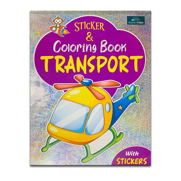 Sticker & Coloring Book - Transport Coloring Book For Kids