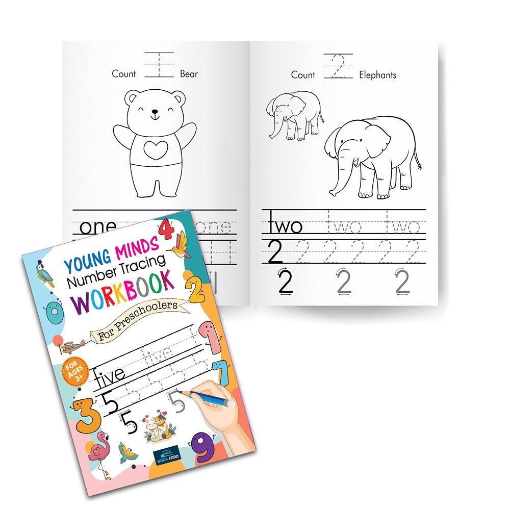 Young Minds Writing Books For Kids - Set of 2 Books - Numbers Tracing and First Writing Book