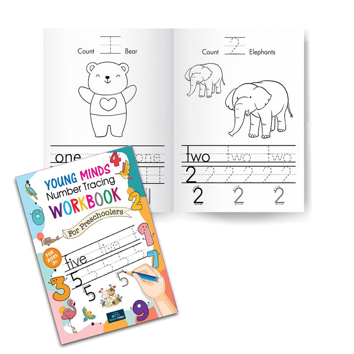 Young Minds Writing Books For Kids - Set of 2 Books - Numbers Tracing and First Writing Book