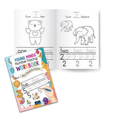 Young Minds Writing Books For Kids - Set of 2 Books - Numbers Tracing and First Writing Book