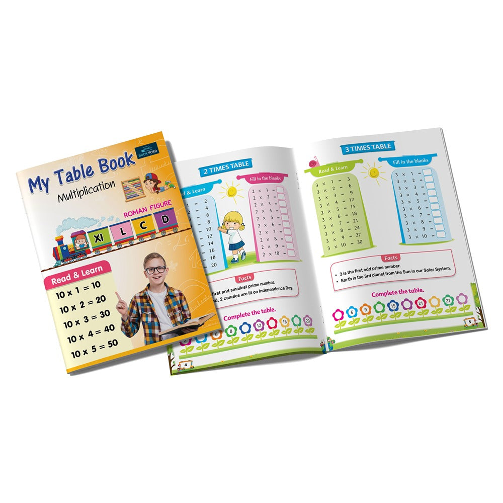 Learning Books for Kids (Set of 4) - All In One Reading Book , My Table Book of Multiplication , Kids Picture Dictionary and Hindi Varnamala