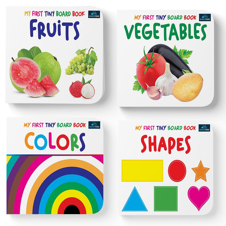 My First Tiny Board Books - Set of 4 Books - Fruits , Vegetables , Colors , and Shapes For Kids