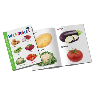 My Small Laminated Books - Set of 3 Books - Fruits , Vegetables, Wild Animals and Domestic Animals For Kids