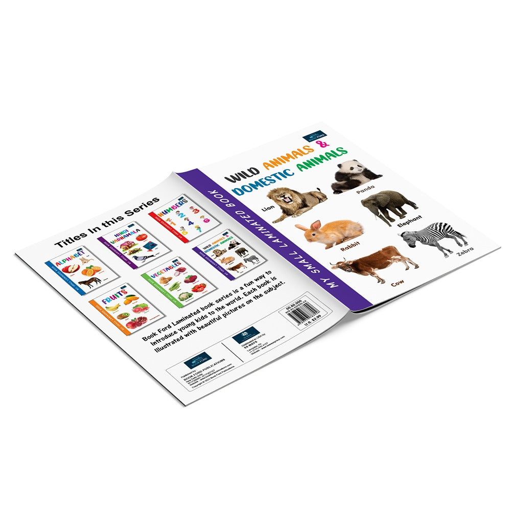 My Small Laminated Books - Set of 3 Books - Fruits , Vegetables, Wild Animals and Domestic Animals For Kids