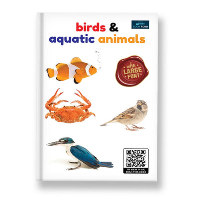 For Little Readings Library Book of - Set of 2 Books - Birds & Aquatic Animals and Wild & Farm Animals For Kids