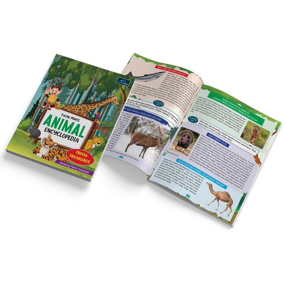 Young Minds Encyclopedia - Set of 5 Books - Animals , General Knowledge , Space , Human Body , and Nature Encyclopedia For Kids