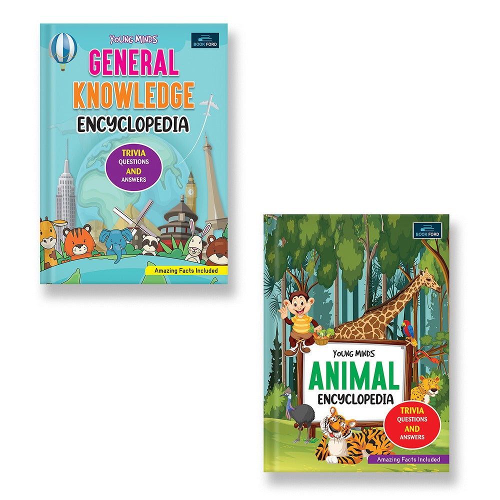 Young Minds Encyclopedia Set - Animals & General Knowledge - 2 Books for Curious Kids