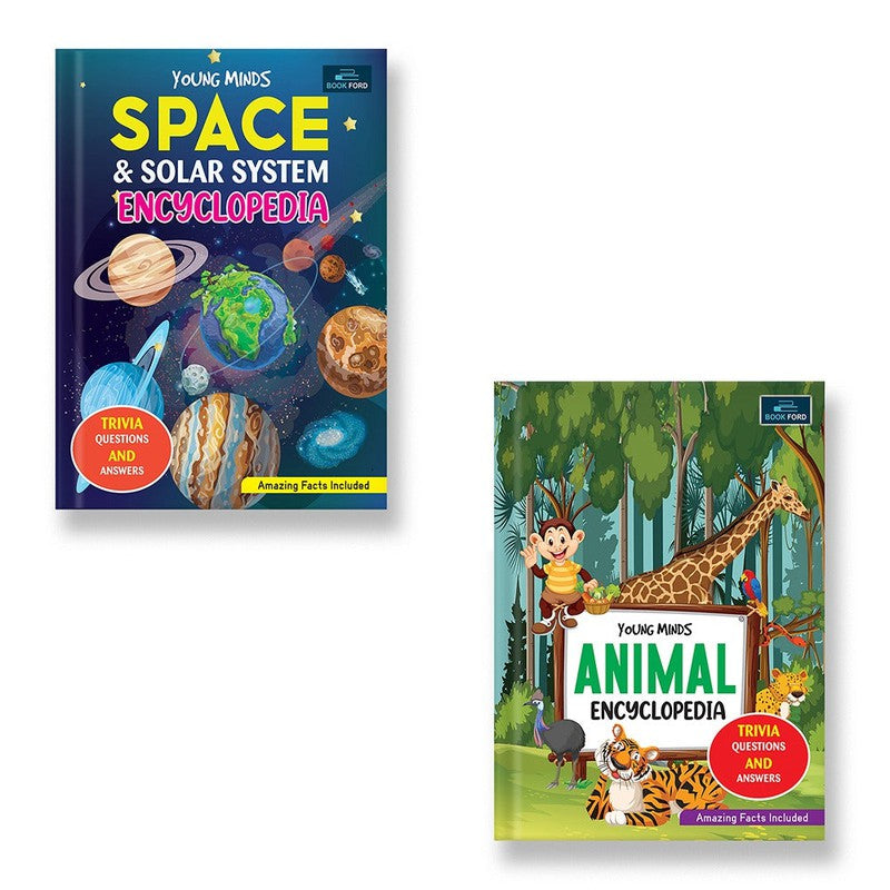 Young Minds Encyclopedia - Set of 2 Books - Animals and Space Encyclopedia For Kids