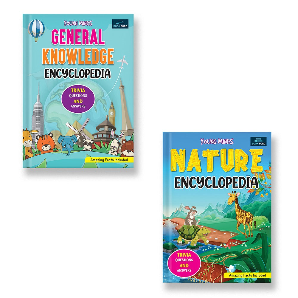 Young Minds Encyclopedia - Set of 2 Books - General Knowledge and Nature Encyclopedia For Kids