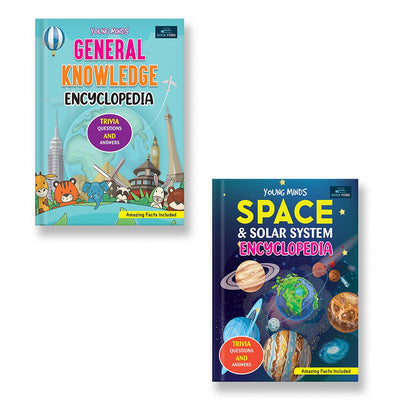 Young Minds Encyclopedia - Set of 2 Books - General Knowledge and Space Encyclopedia For Kids