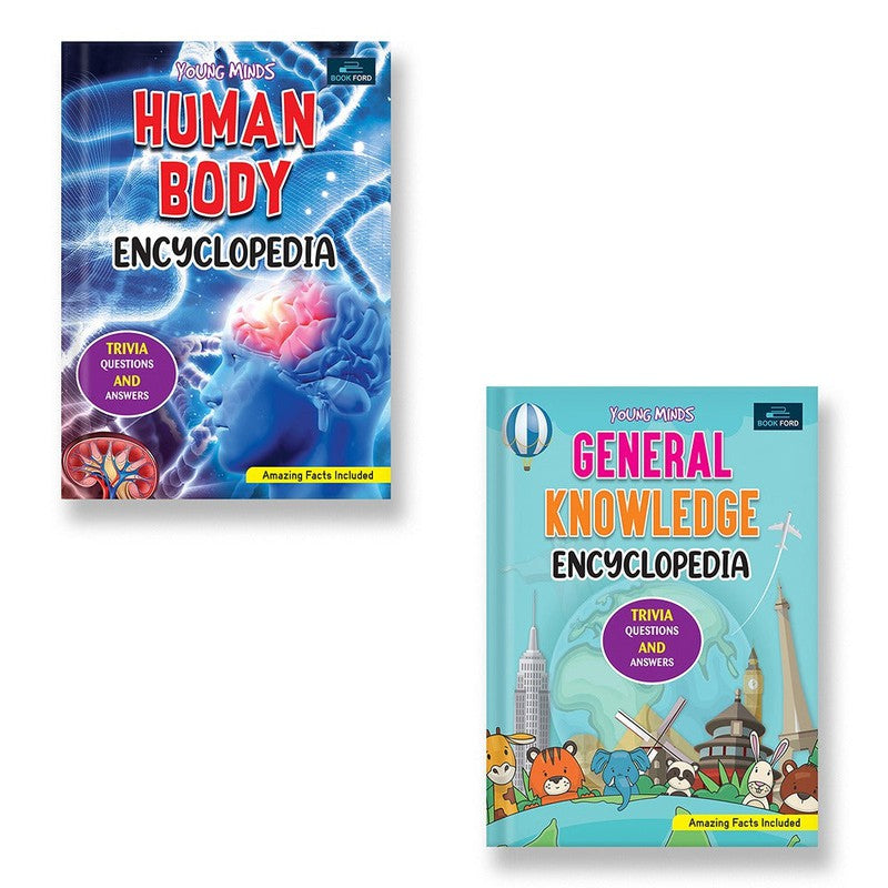 Young Minds Encyclopedia - Set of 2 Books - General Knowledge and Human Body Encyclopedia For Kids