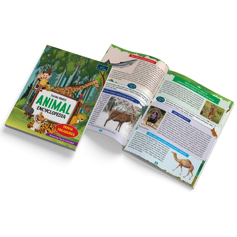 Young Minds Encyclopedia - Set of 3 Books - Animals , General Knowledge , and Human Body Encyclopedia For Kids