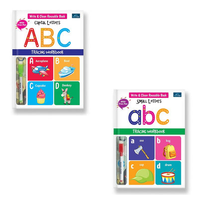 Write & Clean Reusable book - Set of 2 Books - Alphabet (Capital Letters and Small Letters)