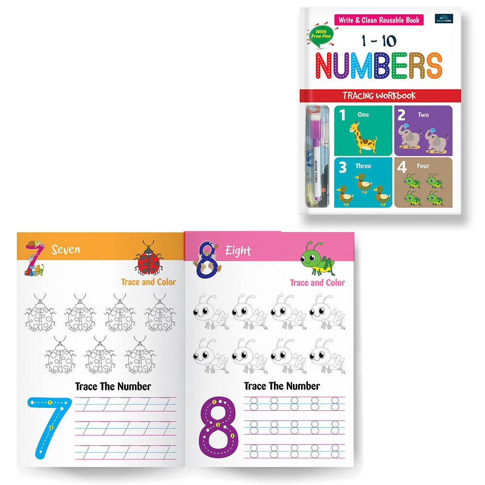 Write & Clean Reusable Book - Set of 2 Books - Numbers, Lines & Curves