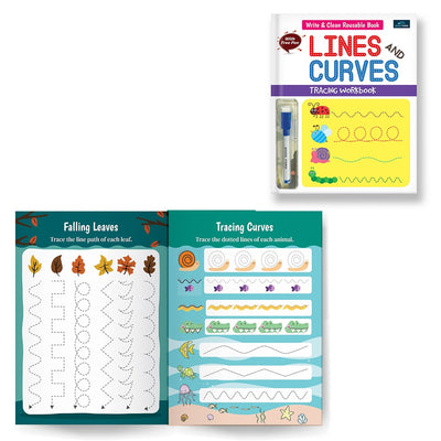 Write & Clean Reusable Book - Set of 2 Books - Numbers, Lines & Curves